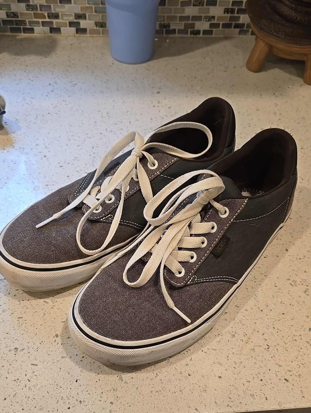Vans Two-Tone Gray Canvas Low-Top Sneakers with White Laces